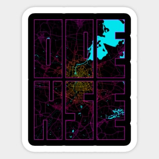 Odense, Denmark City Map Typography - Neon Sticker